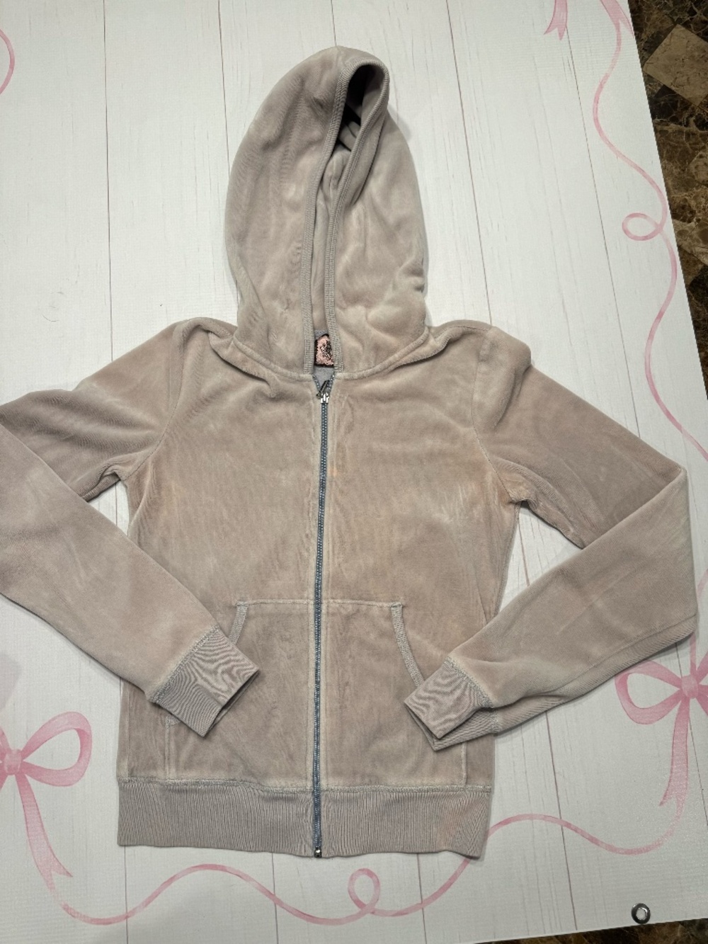 Y2K Juicy Couture Rhinestone Scotty Dog Velour Zip Up Hoodie Size Small